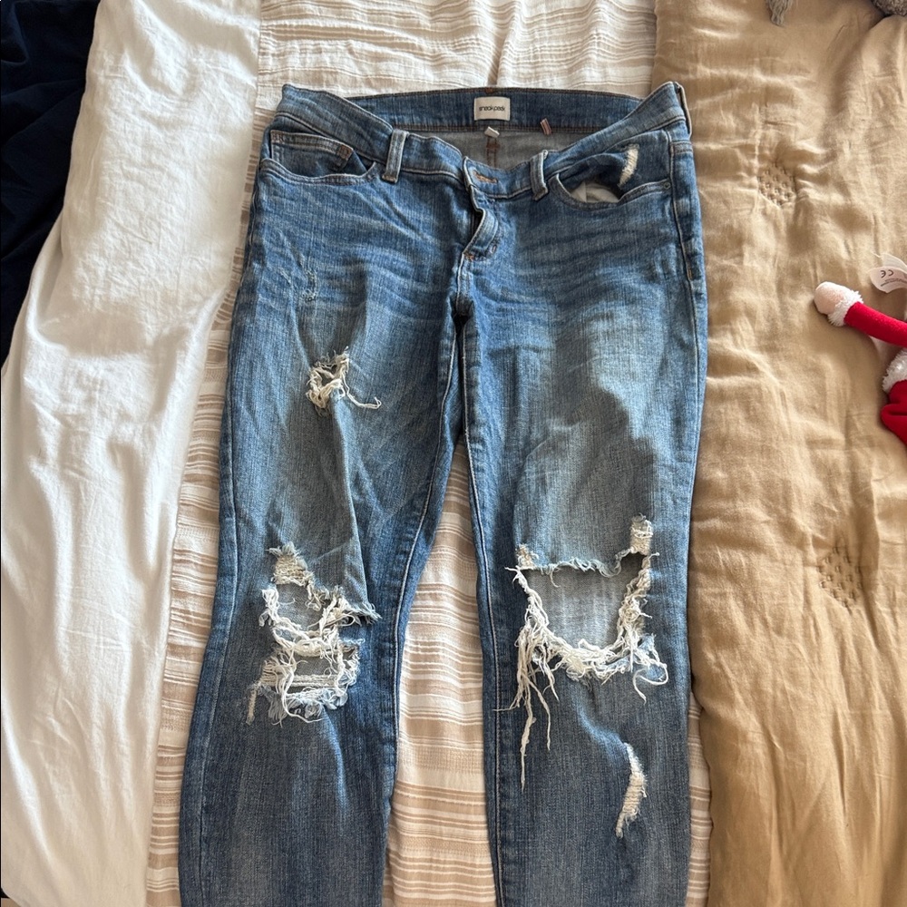 Distressed Blue Skinny Jeans